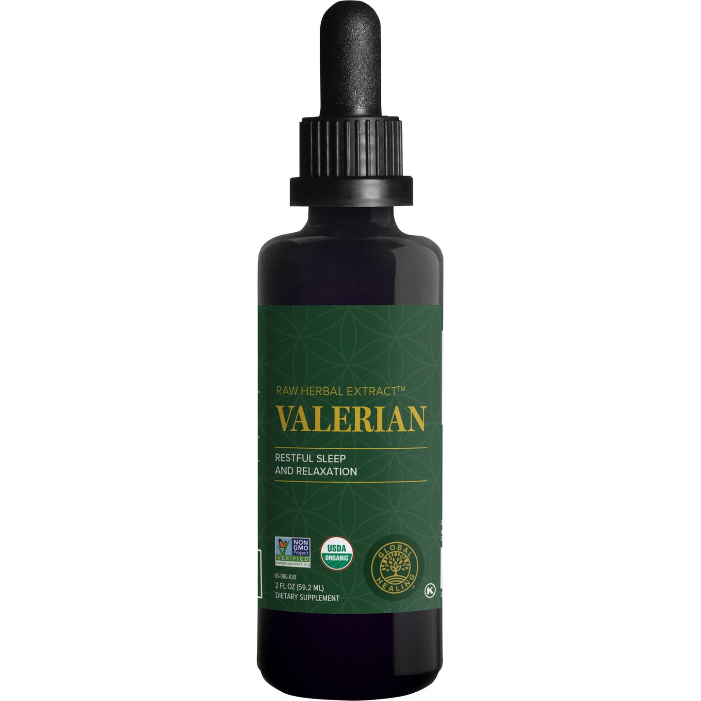 Global Healing Valerian Root Organic Herbal Extract, Sleep Support, 2 Fl Oz