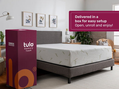 Tulo 10" Medium-Plush Memory Foam Bamboo Pressure Relief Mattress in a Box