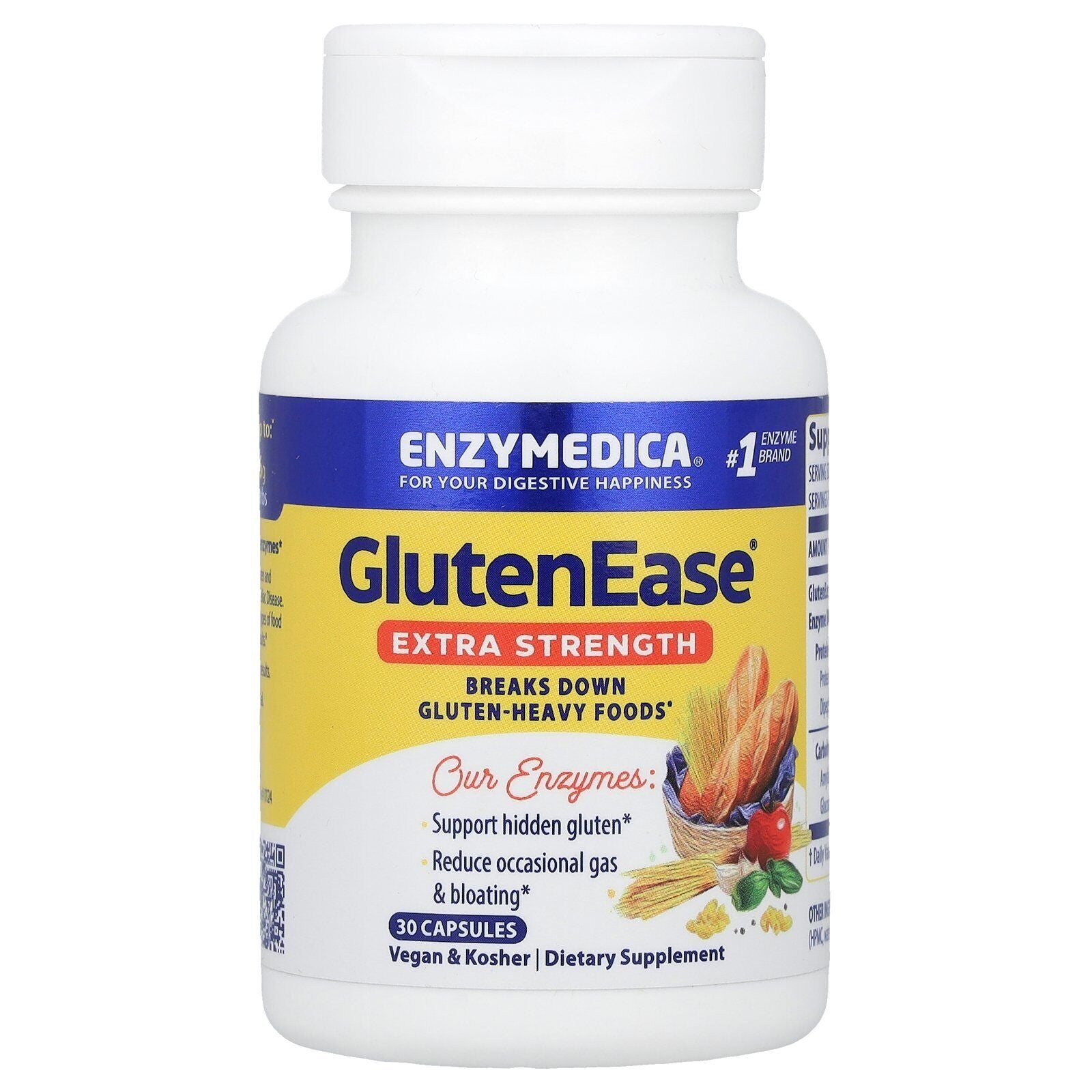 Enzymedica Glutenease Extra Strength 30 Capsules Casein-Free, Dairy-Free,