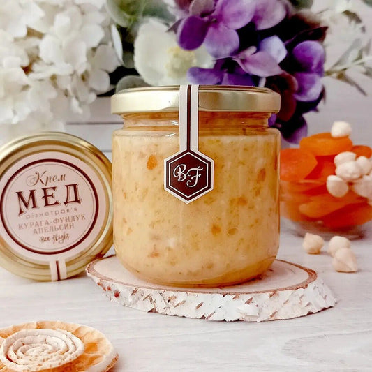 Natural Sweet Cream Honey Apricot Hazelnut Orange Multi Herb Honey Ukraine 250 G