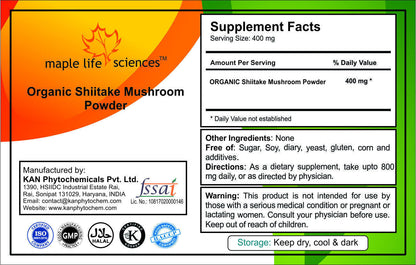 ORGANIC Shiitake Mushroom Powder (Lentinus Edodes) Boost Immunity Brain Function