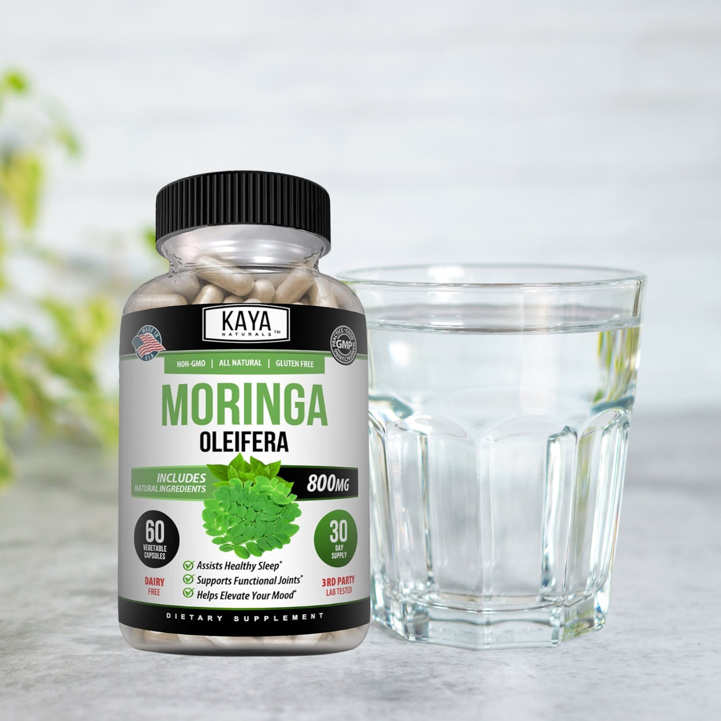 100% Pure Moringa 60Ct Oleifera Leaf Superfood Antioxidant Greens Supplement