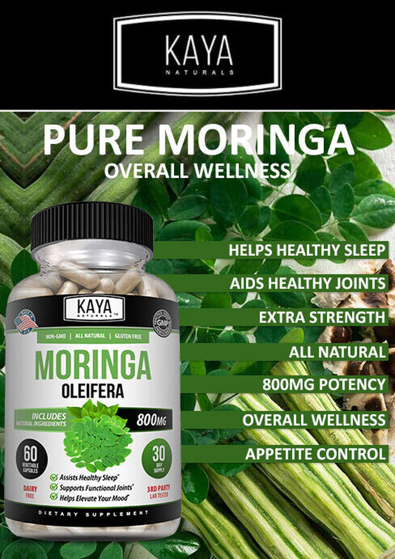 100% Pure Moringa 60Ct Oleifera Leaf Superfood Antioxidant Greens Supplement