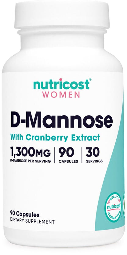 Nutricost D-Mannose with Cranberry Extract for Women 1300Mg 90 Capsules