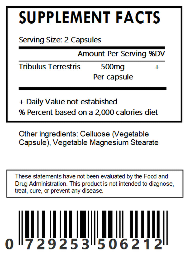 Tribulus Terrestris L Fruit Capsules - 45% Saponin - 500Mg Each(Libido)10