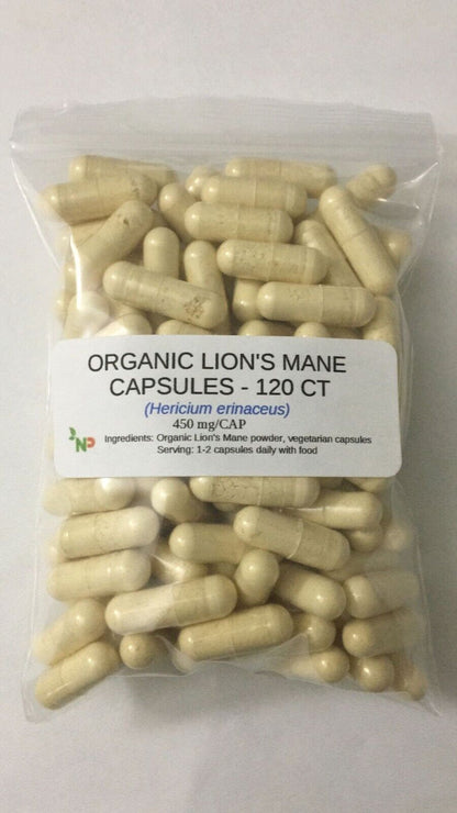 Organic Lion'S Mane Mushroom Supplement - Vegan Capsules