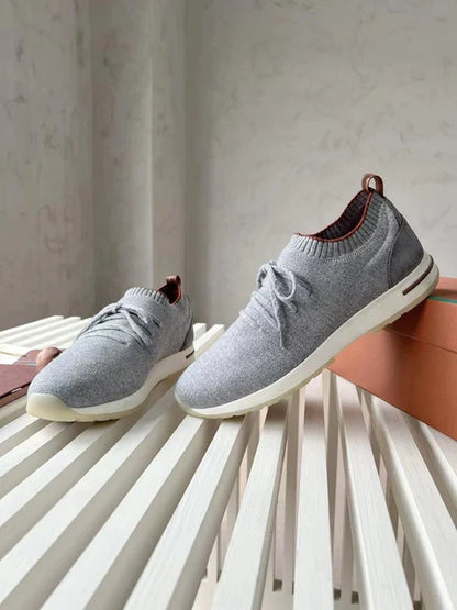 Women's Woolen Knitted Comfortable Lace-Up Casual Shoes Soft Sneakers