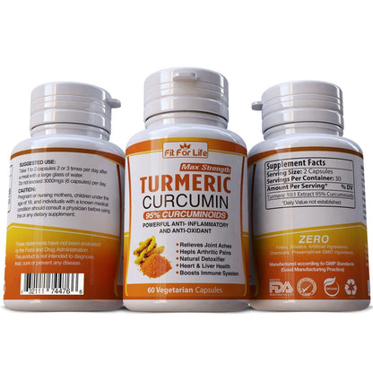 Turmeric Curcumin Highest Potency 95% 1000Mg 60 Veg Capsules ANTI-INFLAMMAT