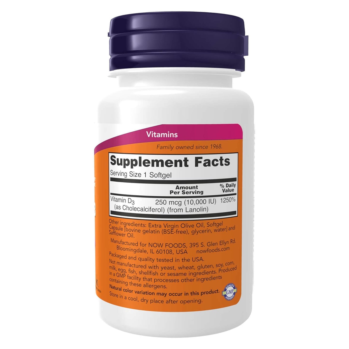 NOW FOODS Vitamin D-3 10 000 IU 120 Softgels