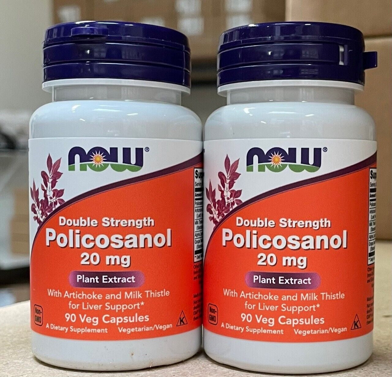 Now Foods Policosanol 20 Mg, 90 Veg Capsules [ 2 Pack ]