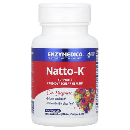 Enzymedica Natto-K 30 Capsules Casein-Free, Dairy-Free, Egg-Free, Gluten-Free,