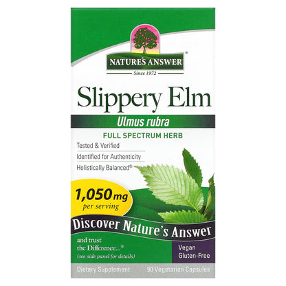 Slippery Elm, 1,050 Mg, 90 Vegetarian Capsules (350 Mg per Capsule)