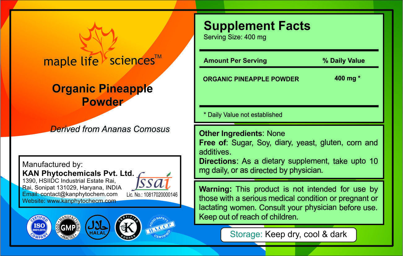 ORGANIC Pineapple Powder Ananas Comosus Digestion Eye Health Bone Strength