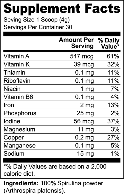 100% Organic USA Spirulina Powder