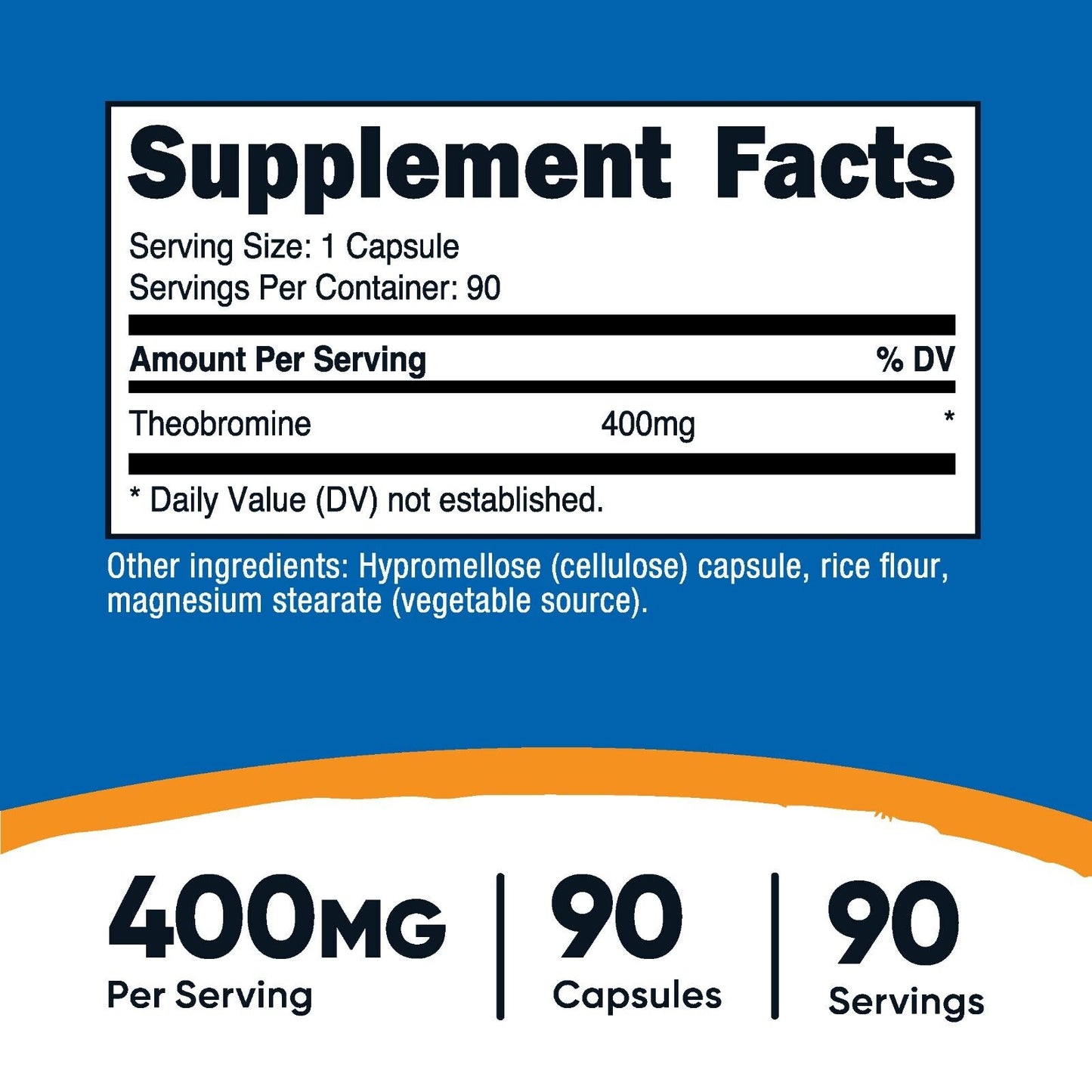 Nutricost Theobromine Capsules 400Mg per Serving (90 Vegetarian Capsules)