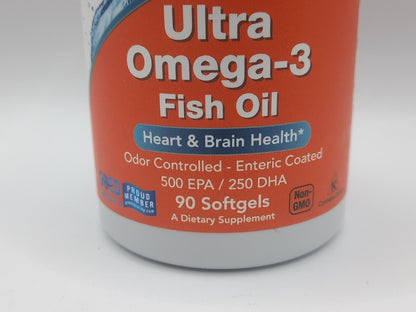 Now Foods Ultra OMEGA-3 Fish Oil 500 EPA/250 DHA 90 Softgels Exp 04/2027