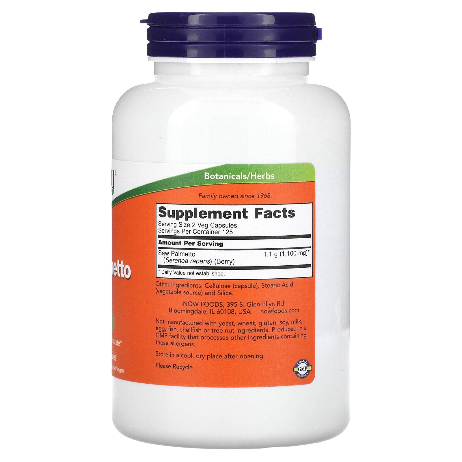 Now Foods Saw Palmetto Berries 550 Mg 250 Veg Capsules GMP Quality Assured,