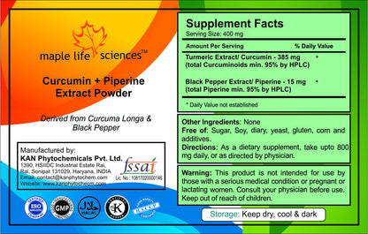 CURCUMIN 95% + PIPERINE 95% Extract Powder Bioavailable Curcumin Extract