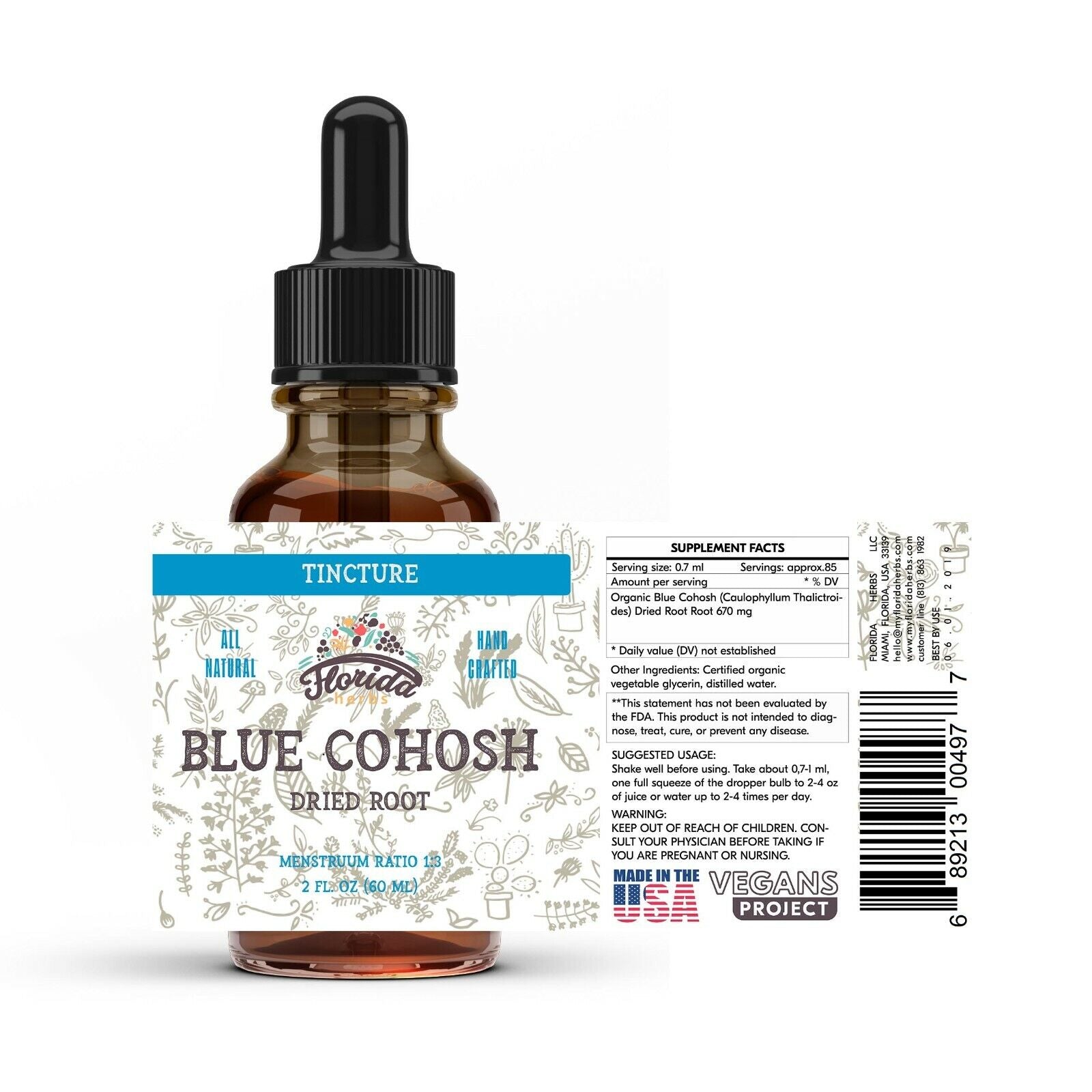 Blue Cohosh Tincture, Organic Extract Drops (Caulophyllum Thalictroides)