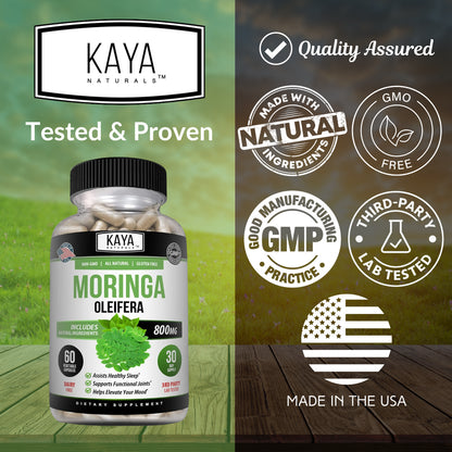 100% Pure Moringa 60Ct Oleifera Leaf Superfood Antioxidant Greens Supplement