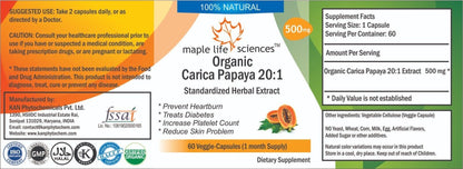 ORGANIC Carica Papaya 20:1 Extract Capsules Fermented Papaya Weight Loss