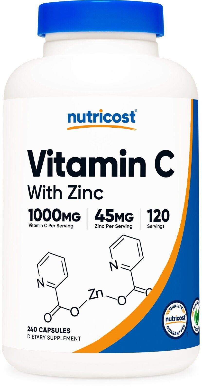 Nutricost Vitamin C with Zinc Capsules, 120 Servings - 1000Mg Vitamin C