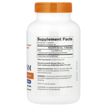 MSM, 3,000 Mg, 180 Capsules (1,000 Mg per Capsule)