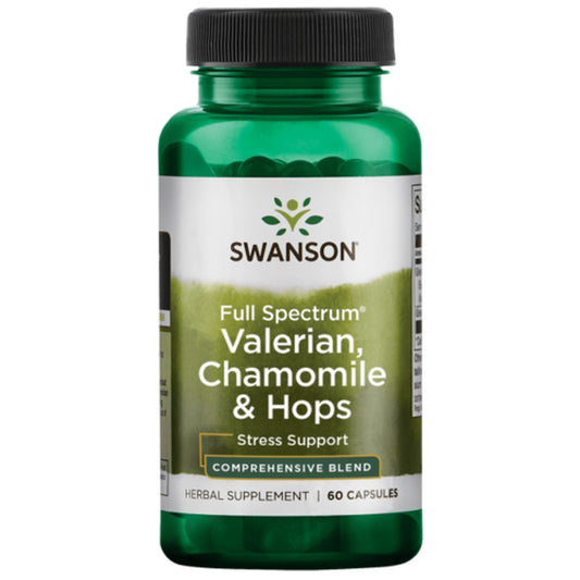 Full Spectrum Valerian, Chamomile and Hops, 60 Capsules, Soothes Mind and Body