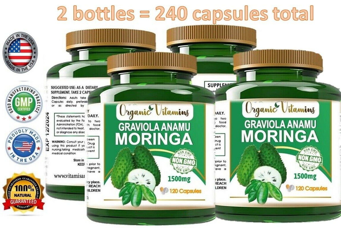 Moringa Oleifera Organic, Natural, 100% Pure Pills - 120 Count - 1 Pack