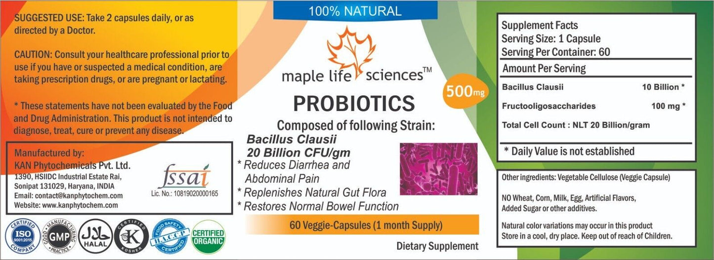 Probiotic Blend of Bacillus Clausii 20 Billion CFU/GRAM Capsules 33