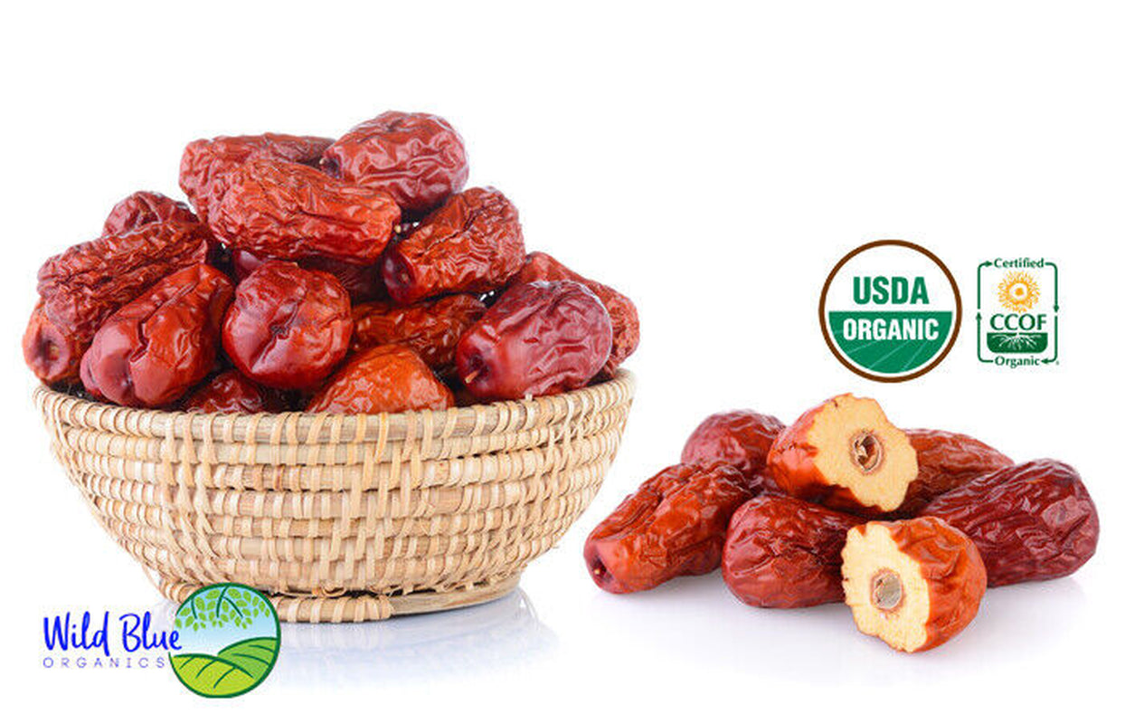 100% ORGANIC Dried Jujube Date California Grown 대추 Hong Zao 紅棗 Táo Tàu