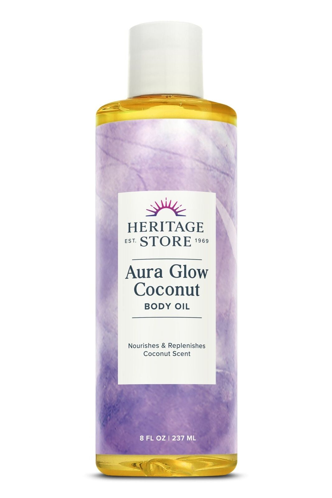 Heritage Store Aura Glow Massage Oil-Coconut 8 Oz Liquid