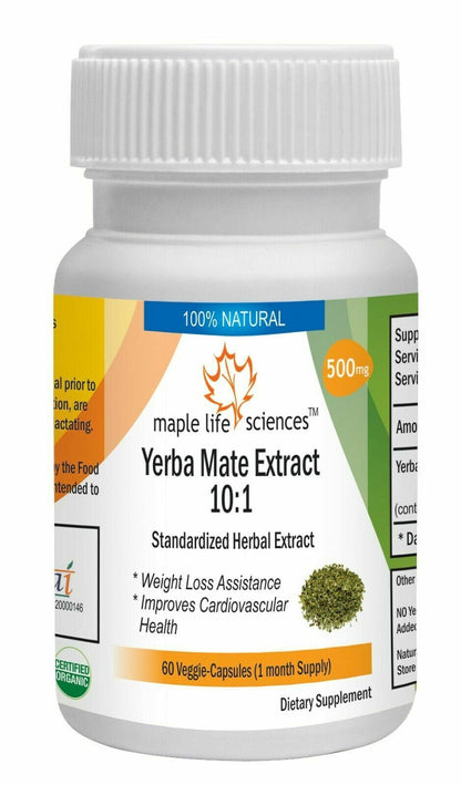 Yerba Mate 10:1 Extract Capsules Stimulant Energy Booster Fat Burner