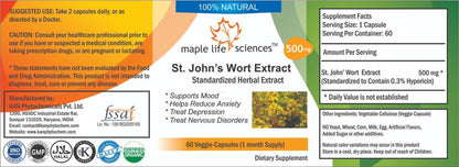 St. John'S Wort Extract Capsules 0.3% Hypericin for Stress Anxiety Depression