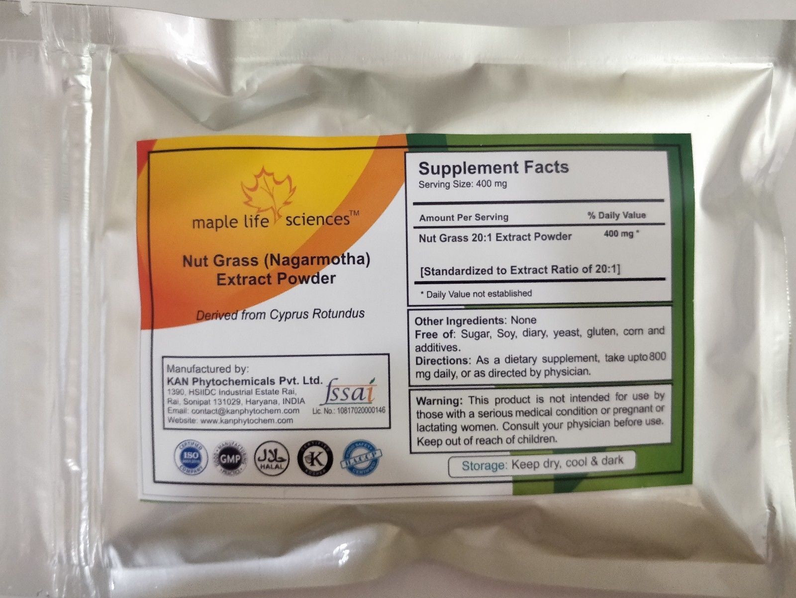 Nut Grass (Nagarmotha) 20:1 Extract Powder Cyprus Rotundu Weight Loss Digestion