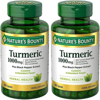 2 Pack Turmeric Extract with Bioperine 1000 Mg High Potency 120 Capsules (2X60)