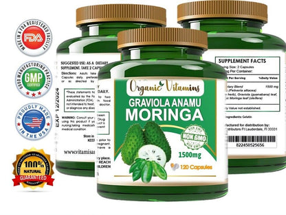 Moringa Oleifera Organic, Natural, 100% Pure Pills - 120 Count - 1 Pack