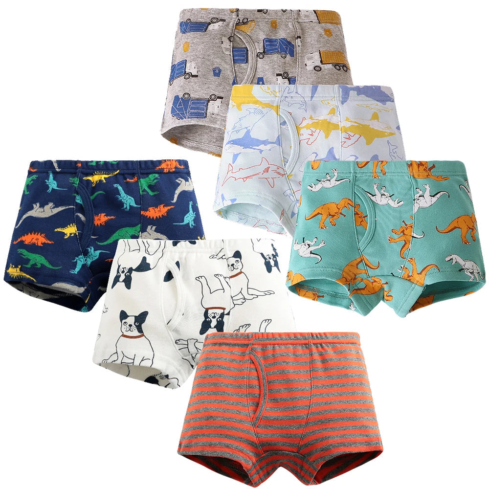 6-Pack Shorts Boys Underwear Kids Boxer Panties for 2-10 Years Soft Organic Cotton Teenager Children'S Pants Baby Underpants