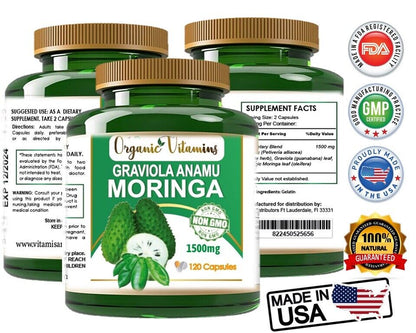 Moringa Oleifera Organic, Natural, 100% Pure Pills - 120 Count - 1 Pack