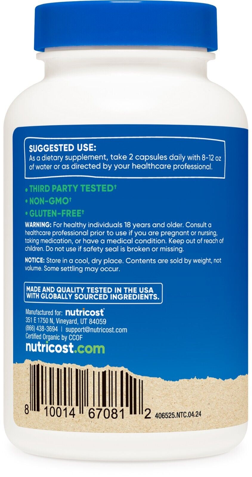 Nutricost Made with Organic Cordyceps Mushroom Capsules 1100Mg, 90 Servings