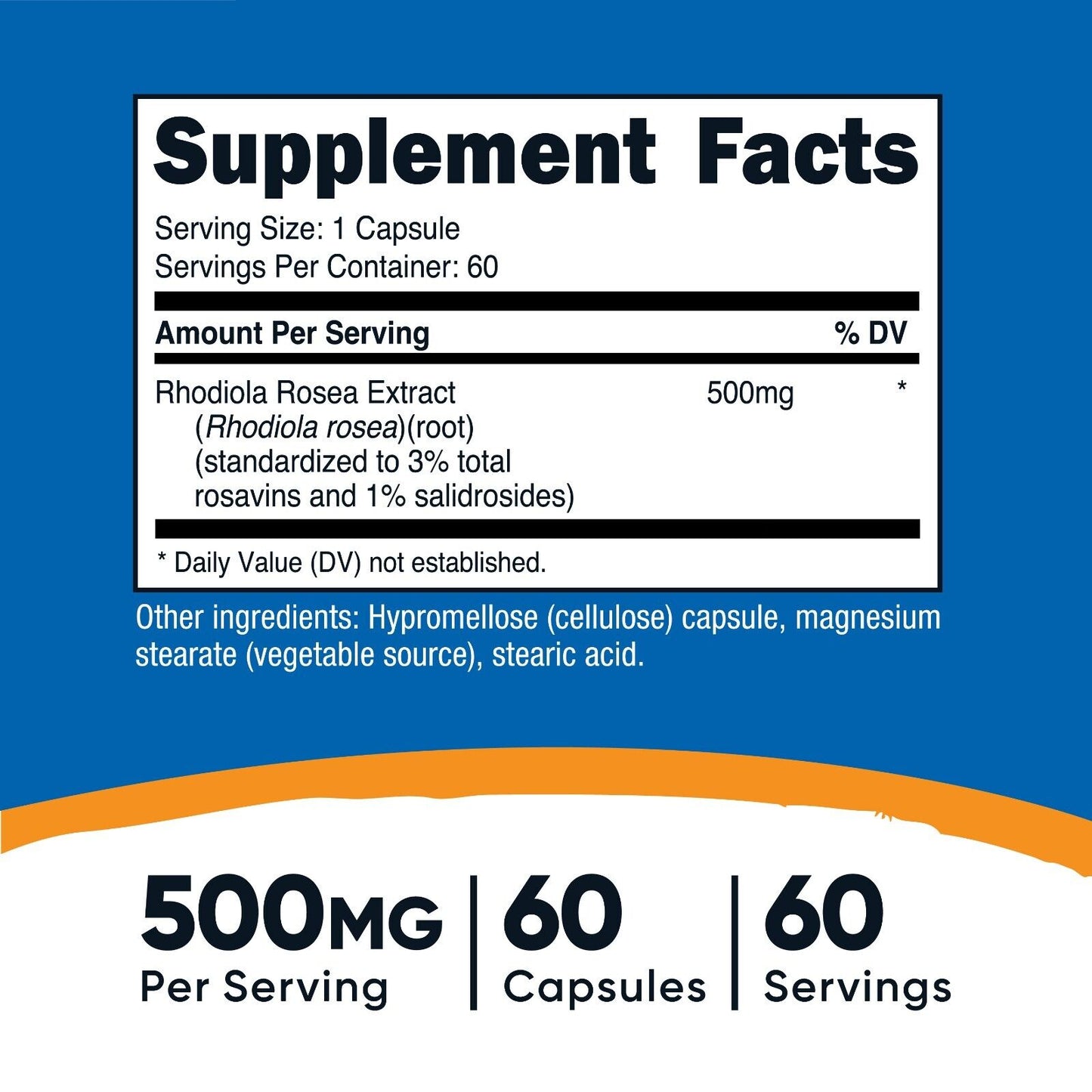 Nutricost Rhodiola Rosea 500Mg, 60 Vegetable Capsules - Gluten Free and Non-Gmo