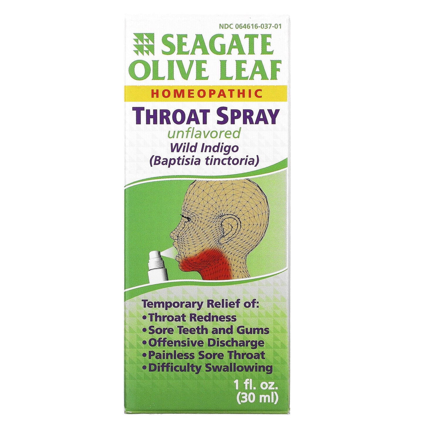 Seagate, Olive Leaf Throat Spray, Unflavored, 1 Fl Oz (30 Ml)