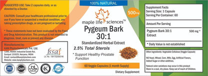 Pygeum Bark Extract Capsules 30:1 High Quality Support Healthy Prostate