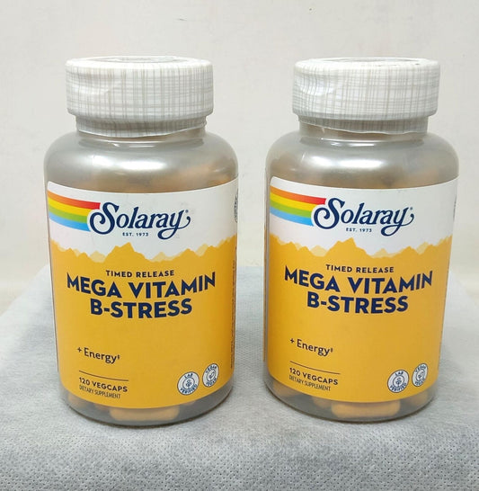 Solaray Timed Release Mega Vitamin B-Stress, 120 Caps - Exp. 10/27 - 2 Pack