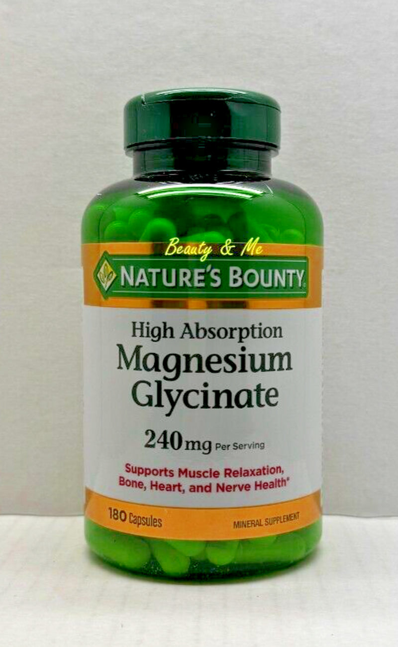 Nature'S Bounty High Absorption Magnesium Glycinate 240Mg, 180 Capsules