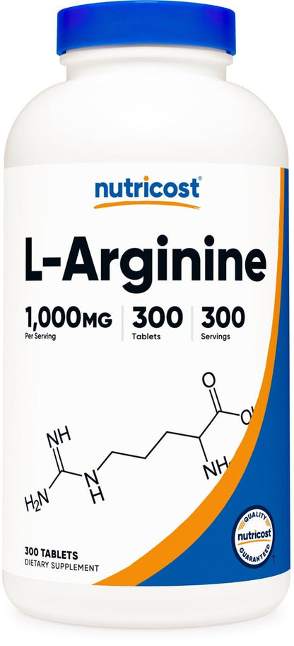 Nutricost L-Arginine 1000Mg, Amino Acid Tablets (300 Tablets)