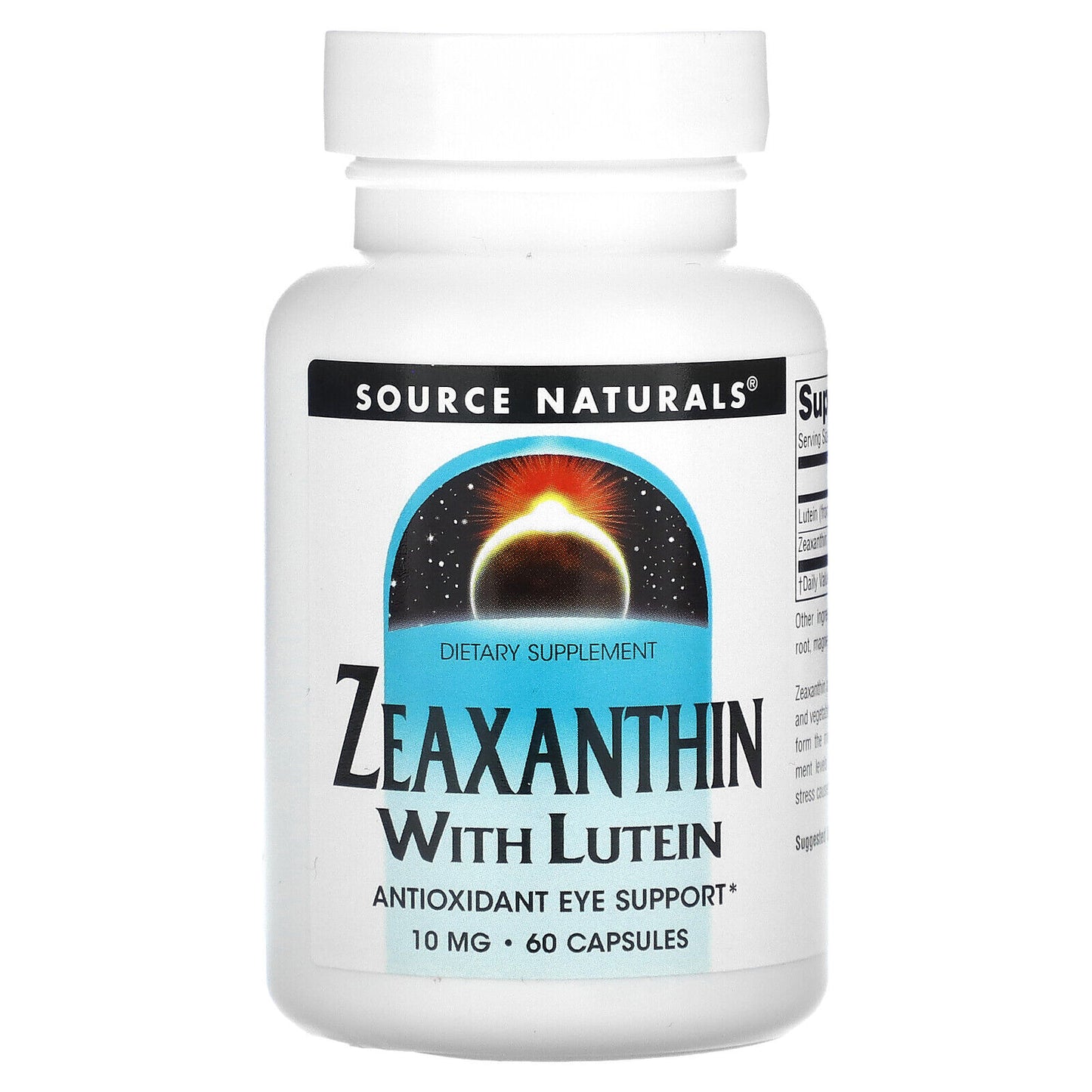 Source Naturals Zeaxanthin with Lutein 10 Mg 60 Capsules Dairy-Free, Egg-Free,