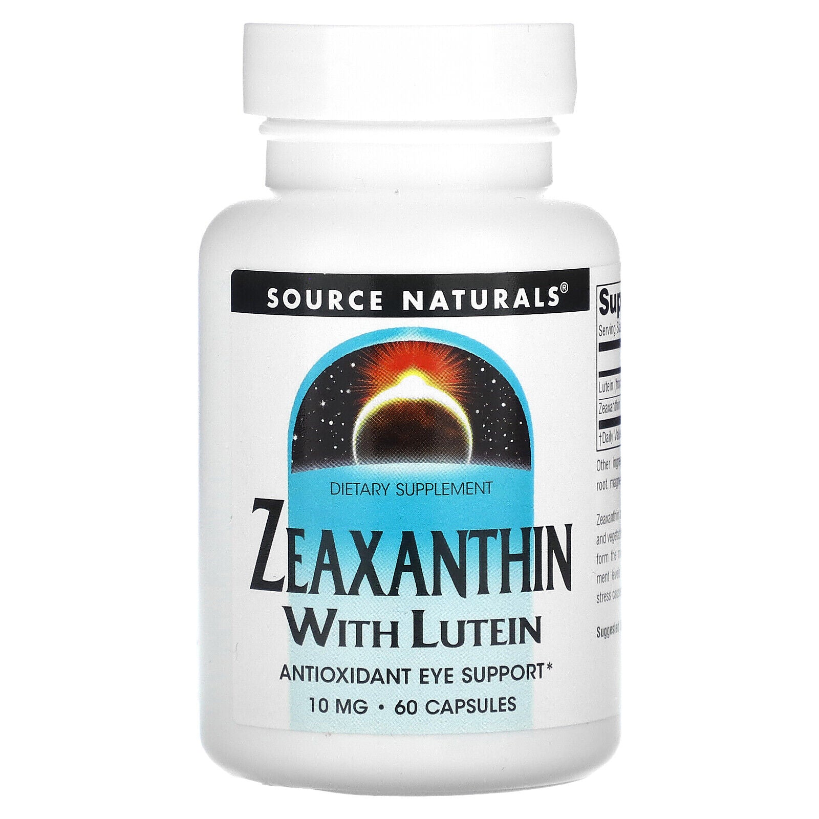 Source Naturals Zeaxanthin with Lutein 10 Mg 60 Capsules Dairy-Free, Egg-Free,