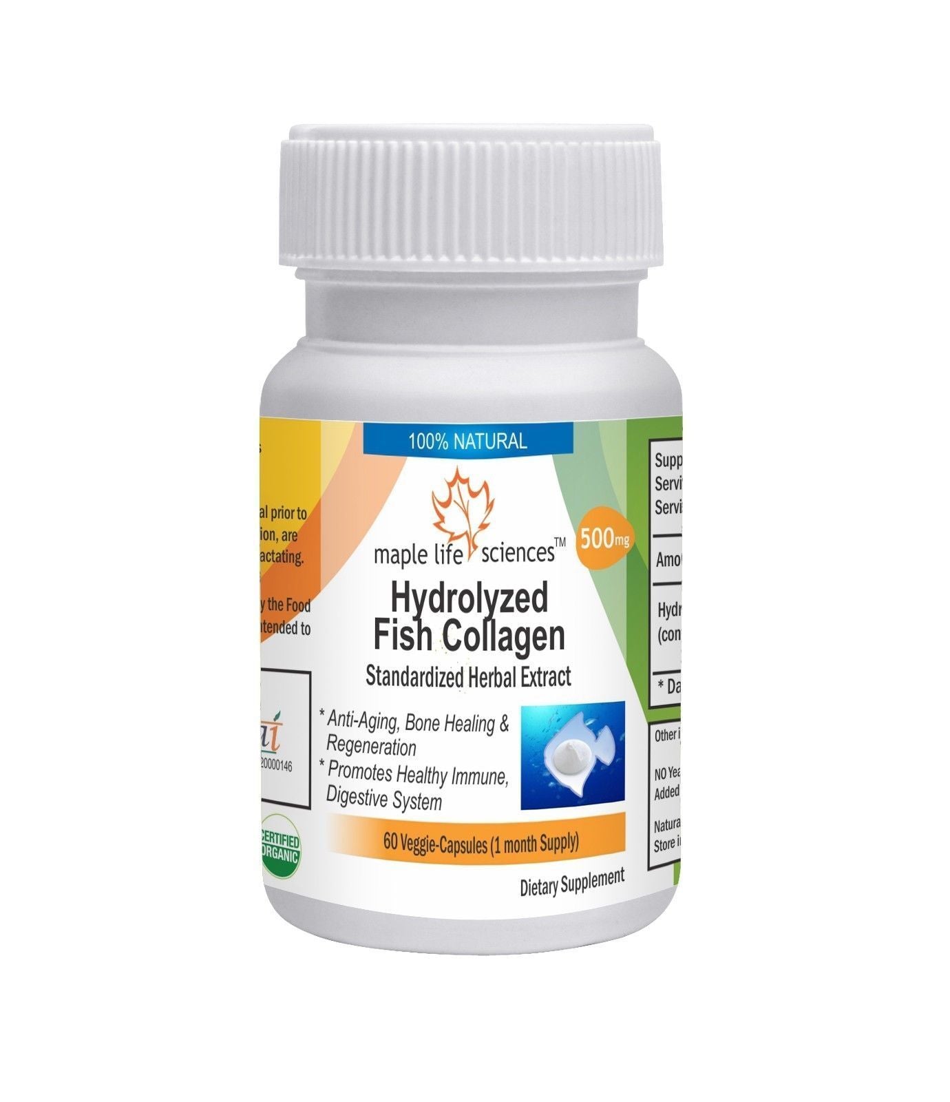 Hydrolyzed Fish Collagen Capsules 90 % Protein for Healthy Skin Eyes Bones