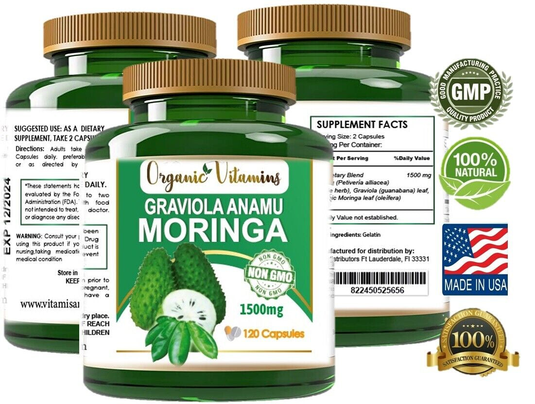 Moringa Oleifera Organic, Natural, 100% Pure Pills - 120 Count - 1 Pack